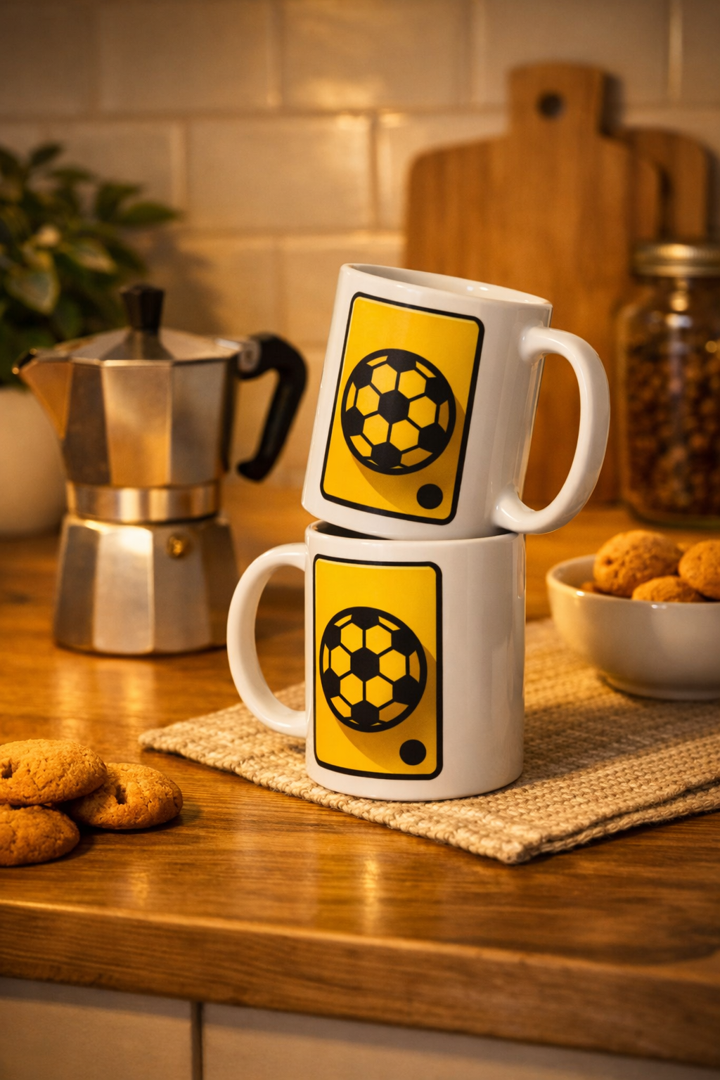 Tazza Mug Con Disegno Calcio con Pallone e Cartolino Giallo — Canada USA Messico | Regalo Originale Tifoso
