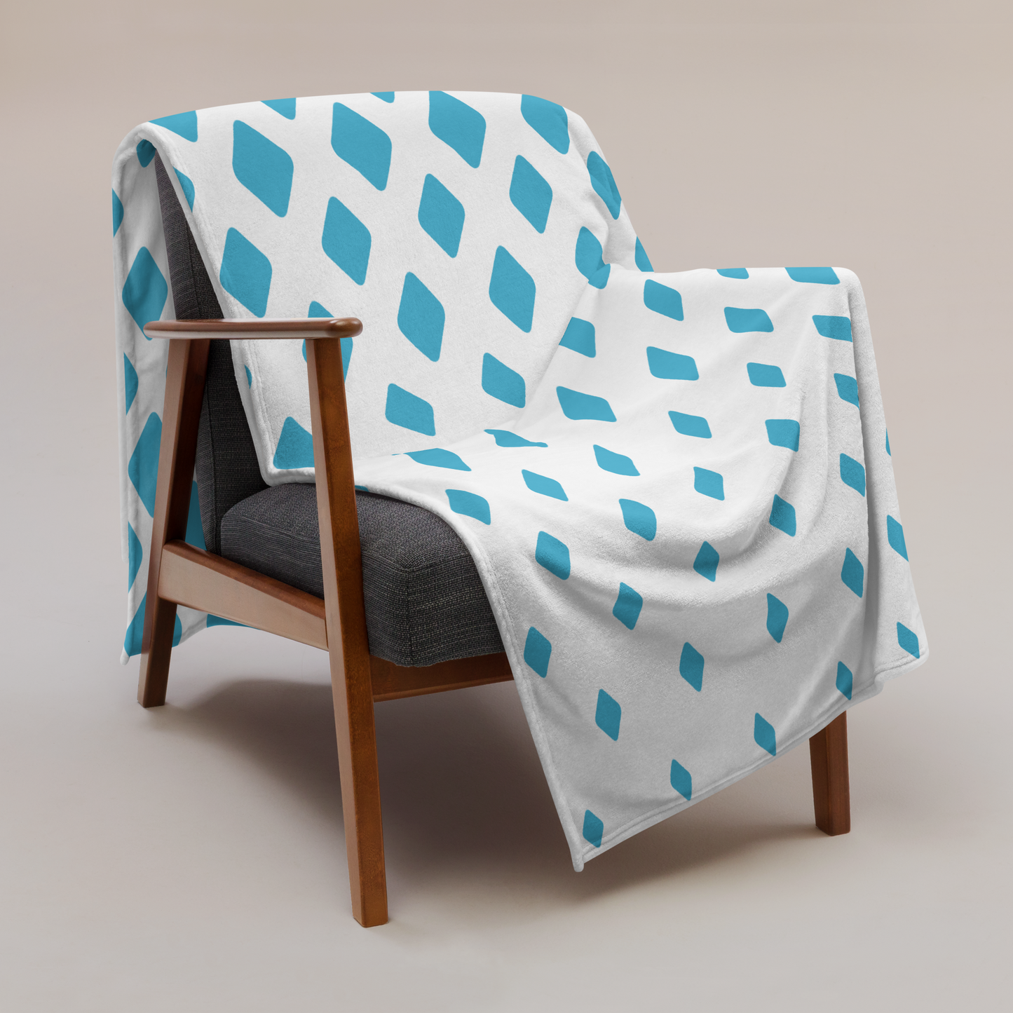 Coperta Bianca con disegni di Geometrica Azzurra Morbida