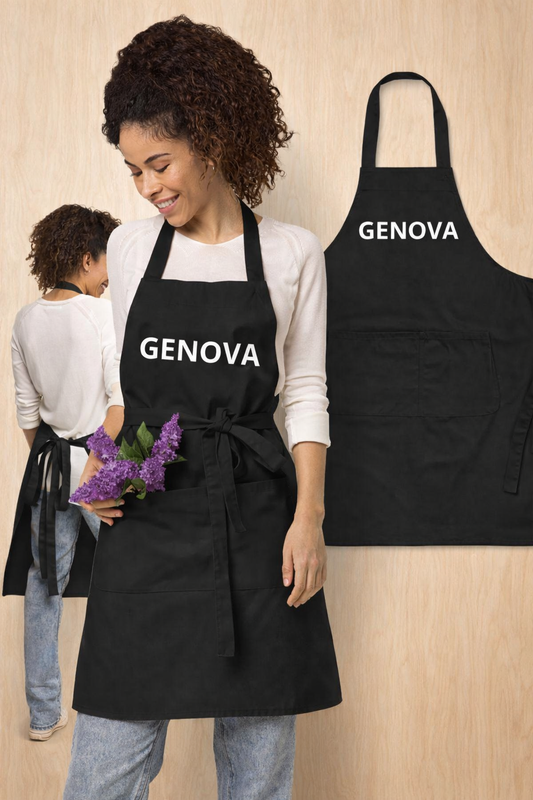 Grembiule Cucina Unisex Regolabile Nero Disegno  Genova | | Idea Regalo Genovese
