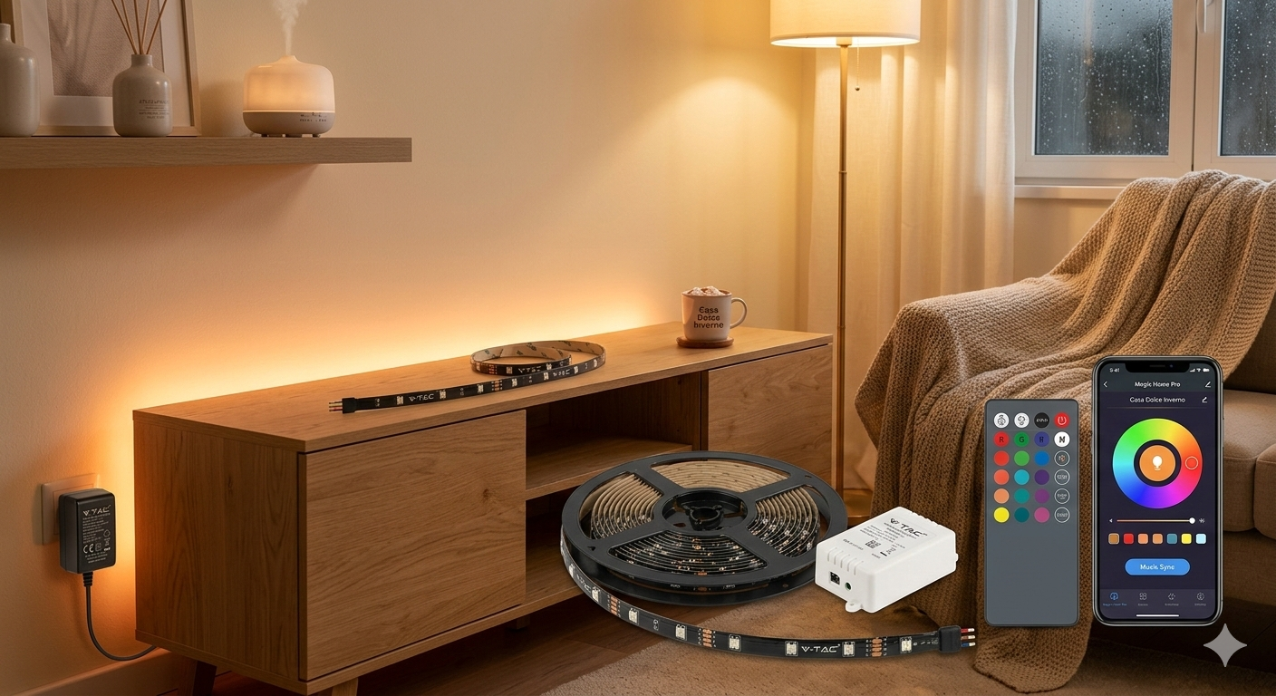 Tira de LED RGB con Mando a Distancia y Fuente de Alimentación – Iluminación Ambiental Instantánea para el Hogar
