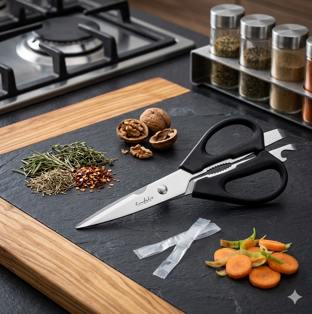 Tijeras de Cocina Multifunción 3 en 1 | Acero Inoxidable Profesional | Corta, Abre y Pica